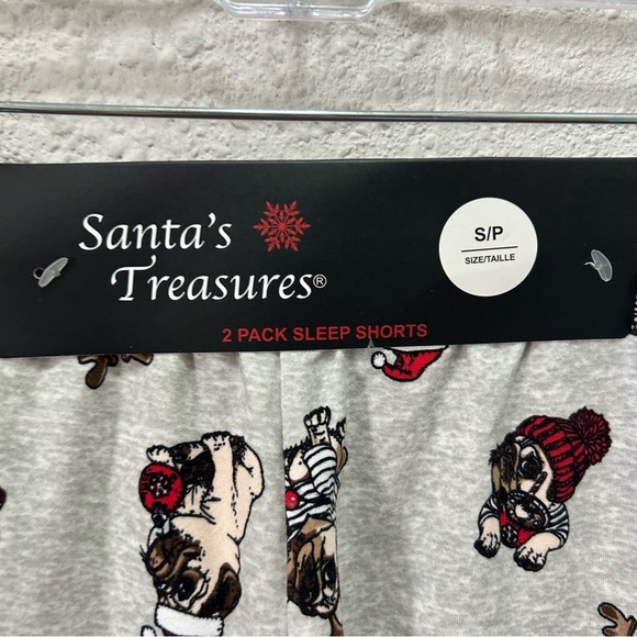 Santa's Treasures Dog Christmas Themed Pajama Sleep Shorts 2PK NWT Small - Picture 2 of 5